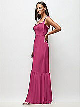 Side View Thumbnail - Tea Rose Tie-Shoulder Bustier Bodice Ruffle-Hem Maxi Dress