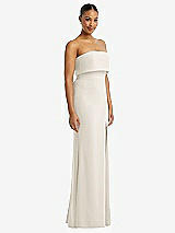 Side View Thumbnail - Ivory Strapless Overlay Bodice Crepe Maxi Dress with Front Slit