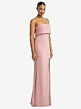 Side View Thumbnail - Rose Strapless Overlay Bodice Crepe Maxi Dress with Front Slit