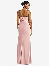 Rear View Thumbnail - Rose Strapless Overlay Bodice Crepe Maxi Dress with Front Slit