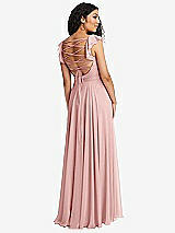 Front View Thumbnail - Rose Shirred Cross Bodice Lace Up Open-Back Maxi Dress with Flutter Sleeves