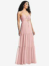 Alt View 1 Thumbnail - Rose Drawstring Bodice Gathered Tie Open-Back Maxi Dress with Tiered Skirt