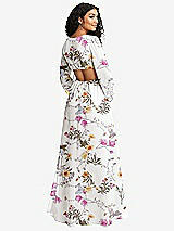 Rear View Thumbnail - Butterfly Botanica Ivory Long Puff Sleeve Cutout Waist Chiffon Maxi Dress