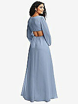 Rear View Thumbnail - Cloudy Long Puff Sleeve Cutout Waist Chiffon Maxi Dress