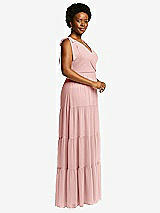 Alt View 2 Thumbnail - Rose Bow-Shoulder Faux Wrap Maxi Dress with Tiered Skirt