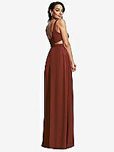Rear View Thumbnail - Auburn Moon Open Neck Cross Bodice Cutout Maxi Dress with Front Slit