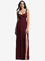 Front View Thumbnail - Cabernet Open Neck Cross Bodice Cutout Maxi Dress with Front Slit
