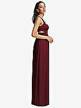 Side View Thumbnail - Cabernet Open Neck Cross Bodice Cutout Maxi Dress with Front Slit
