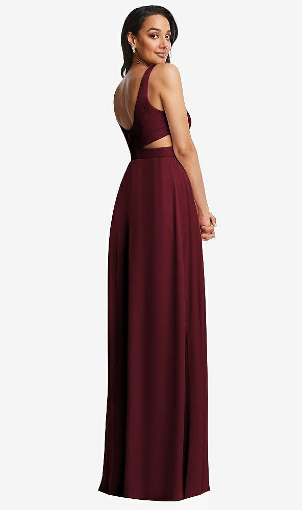 Back View - Cabernet Open Neck Cross Bodice Cutout Maxi Dress with Front Slit