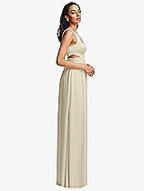 Side View Thumbnail - Champagne Open Neck Cross Bodice Cutout Maxi Dress with Front Slit