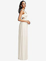 Side View Thumbnail - Ivory Open Neck Cross Bodice Cutout Maxi Dress with Front Slit
