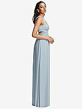 Side View Thumbnail - Mist Open Neck Cross Bodice Cutout Maxi Dress with Front Slit
