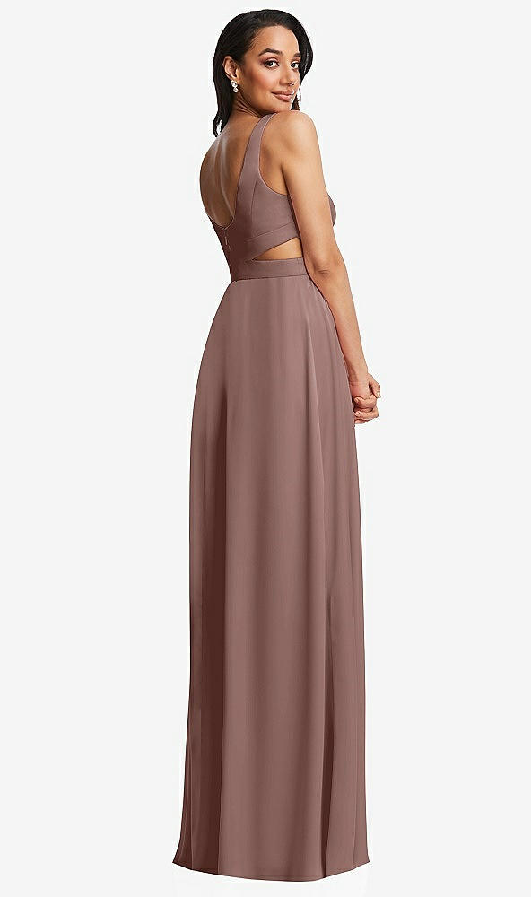 Back View - Sienna Open Neck Cross Bodice Cutout Maxi Dress with Front Slit