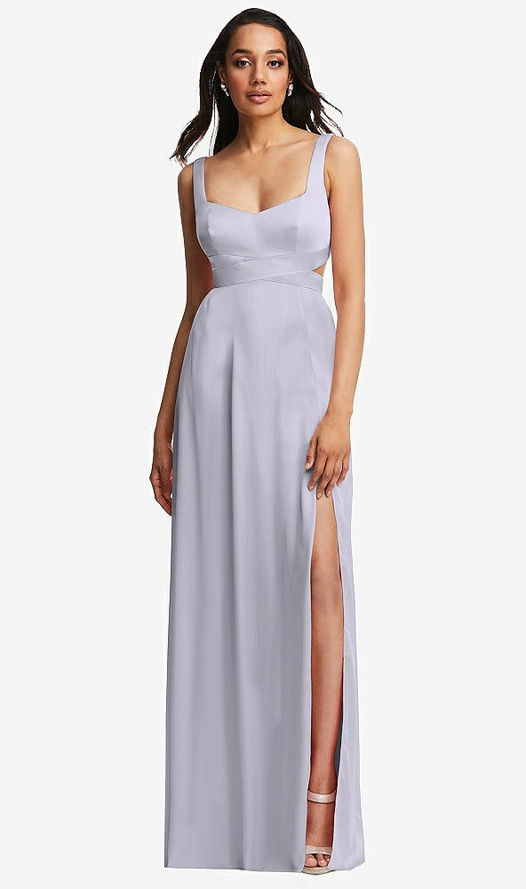 Front View - Silver Dove Open Neck Cross Bodice Cutout Maxi Dress with Front Slit