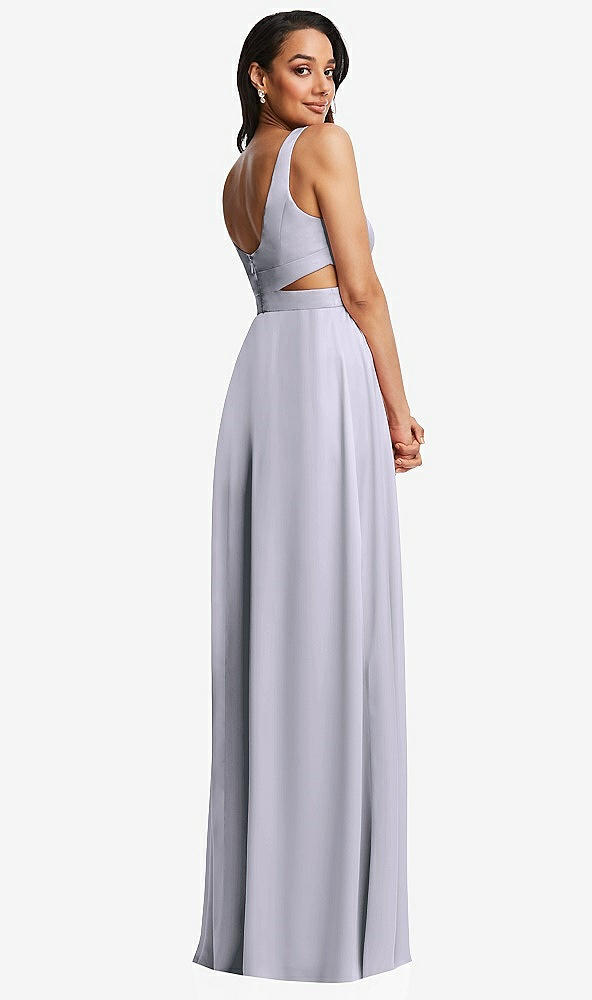 Back View - Silver Dove Open Neck Cross Bodice Cutout Maxi Dress with Front Slit