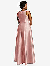 Alt View 3 Thumbnail - Rose Boned Corset Closed-Back Satin Gown with Full Skirt and Pockets