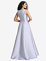 Rear View Thumbnail - Silver Dove Boned Corset Closed-Back Satin Gown with Full Skirt and Pockets