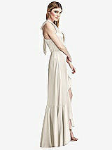 Alt View 2 Thumbnail - Ivory Tie-Neck Halter Maxi Dress with Asymmetric Cascade Ruffle Skirt