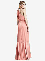Alt View 3 Thumbnail - Rose Tie-Neck Halter Maxi Dress with Asymmetric Cascade Ruffle Skirt