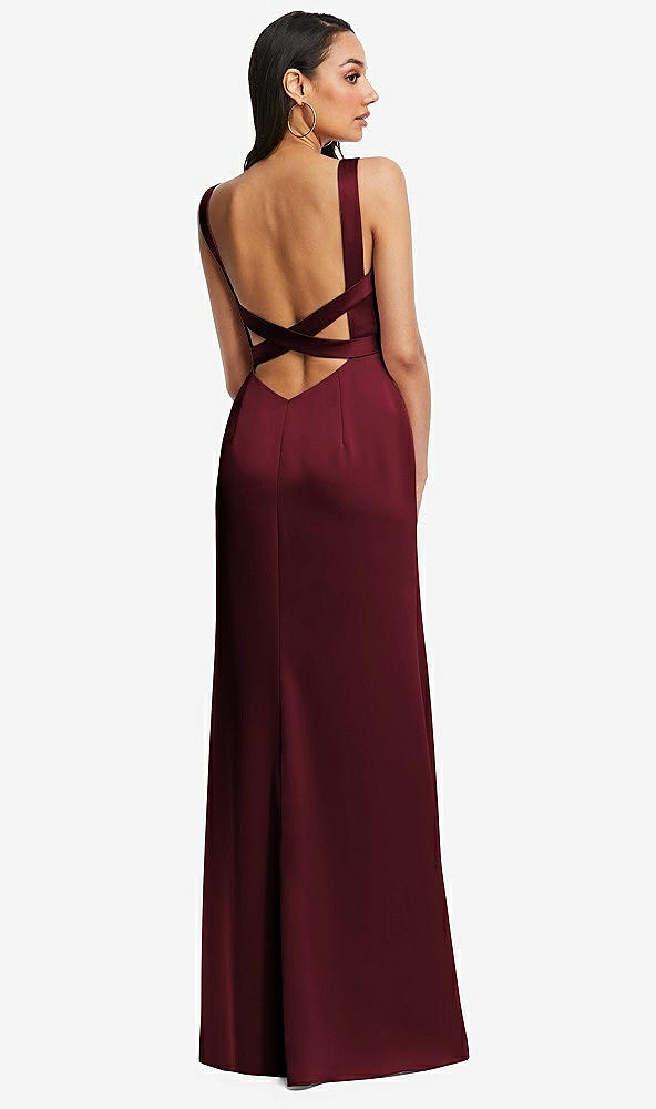 Back View - Cabernet Framed Bodice Criss Criss Open Back A-Line Maxi Dress