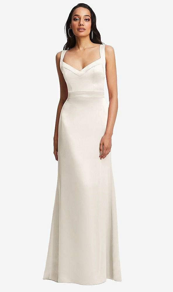 Front View - Ivory Framed Bodice Criss Criss Open Back A-Line Maxi Dress