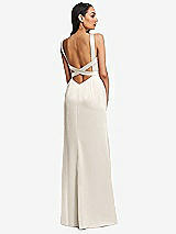 Rear View Thumbnail - Ivory Framed Bodice Criss Criss Open Back A-Line Maxi Dress