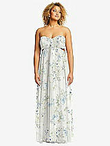 Alt View 1 Thumbnail - Bleu Garden Strapless Empire Waist Cutout Maxi Dress with Covered Button Detail