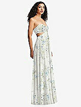 Alt View 6 Thumbnail - Bleu Garden Strapless Empire Waist Cutout Maxi Dress with Covered Button Detail