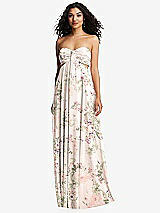 Alt View 5 Thumbnail - Blush Garden Strapless Empire Waist Cutout Maxi Dress with Covered Button Detail