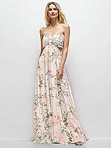 Front View Thumbnail - Blush Garden Strapless Empire Waist Cutout Maxi Dress with Covered Button Detail