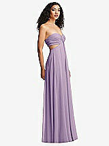 Alt View 6 Thumbnail - Pale Purple Strapless Empire Waist Cutout Maxi Dress with Covered Button Detail