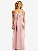Alt View 1 Thumbnail - Rose Strapless Empire Waist Cutout Maxi Dress with Covered Button Detail