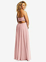 Alt View 3 Thumbnail - Rose Strapless Empire Waist Cutout Maxi Dress with Covered Button Detail