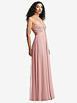 Alt View 6 Thumbnail - Rose Strapless Empire Waist Cutout Maxi Dress with Covered Button Detail