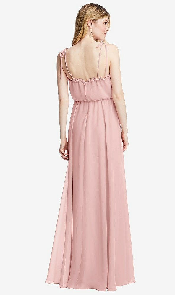 Back View - Rose Skinny Tie-Shoulder Ruffle-Trimmed Blouson Maxi Dress