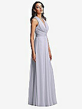 Side View Thumbnail - Silver Dove Shirred Deep Plunge Neck Closed Back Chiffon Maxi Dress