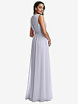 Rear View Thumbnail - Silver Dove Shirred Deep Plunge Neck Closed Back Chiffon Maxi Dress