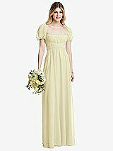Alt View 1 Thumbnail - Butter Yellow Regency Empire Waist Puff Sleeve Chiffon Maxi Dress
