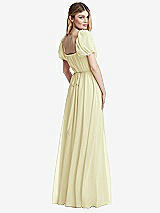 Rear View Thumbnail - Butter Yellow Regency Empire Waist Puff Sleeve Chiffon Maxi Dress
