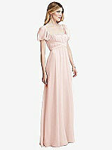 Side View Thumbnail - Blush Regency Empire Waist Puff Sleeve Chiffon Maxi Dress