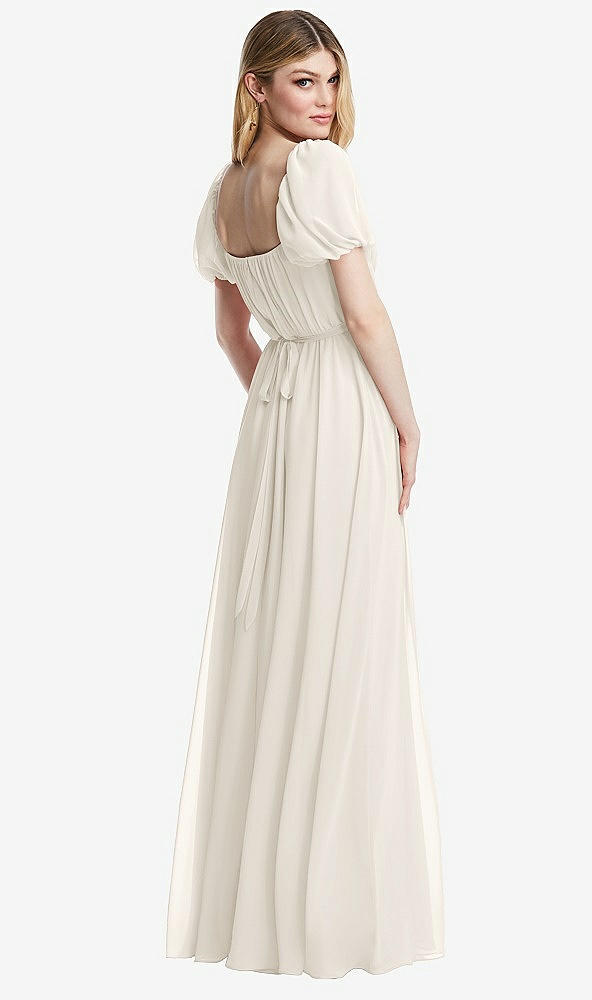 Back View - Ivory Regency Empire Waist Puff Sleeve Chiffon Maxi Dress