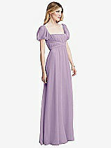 Side View Thumbnail - Pale Purple Regency Empire Waist Puff Sleeve Chiffon Maxi Dress
