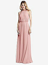 Front View Thumbnail - Rose Illusion Back Halter Maxi Dress with Covered Button Detail