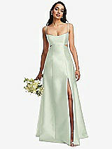 Alt View 1 Thumbnail - Mint Green Open Neckline Cutout Satin Twill A-Line Gown with Pockets