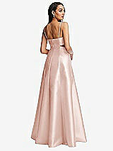 Rear View Thumbnail - Blush Open Neckline Cutout Satin Twill A-Line Gown with Pockets