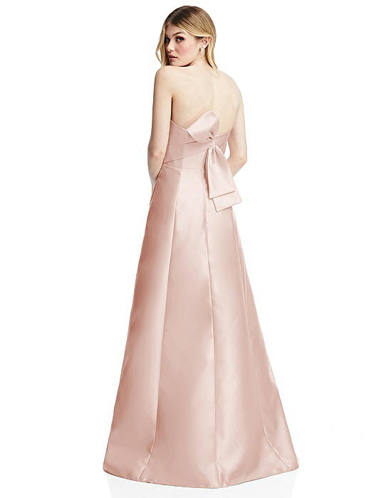Strapless A-line Satin Gown with Modern Bow Detail