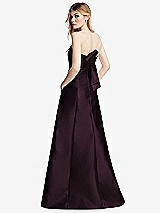 Side View Thumbnail - Deep Plum Strapless A-line Satin Gown with Modern Bow Detail
