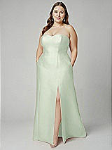 Alt View 1 Thumbnail - Mint Green Strapless A-line Satin Gown with Modern Bow Detail
