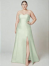 Alt View 2 Thumbnail - Mint Green Strapless A-line Satin Gown with Modern Bow Detail