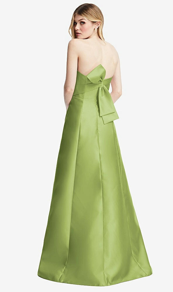 Front View - Mojito Strapless A-line Satin Gown with Modern Bow Detail